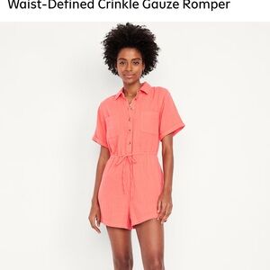 Old Navy Coral Crinkle Gauze Romper